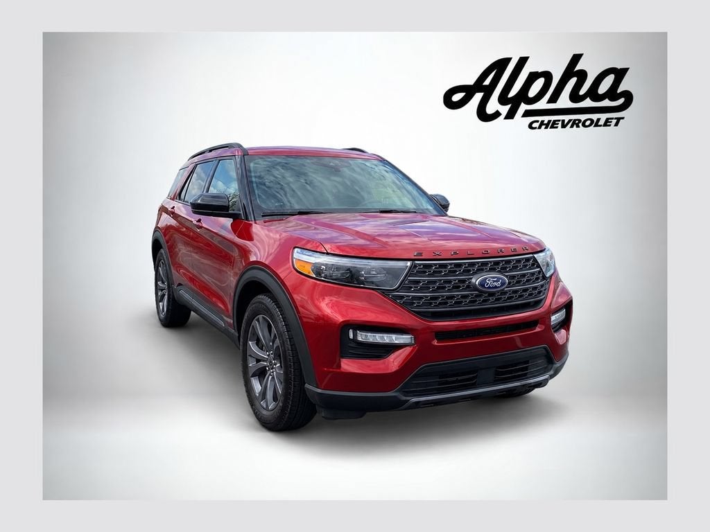 2022 Ford Explorer XLT in Red — front three-quarter view