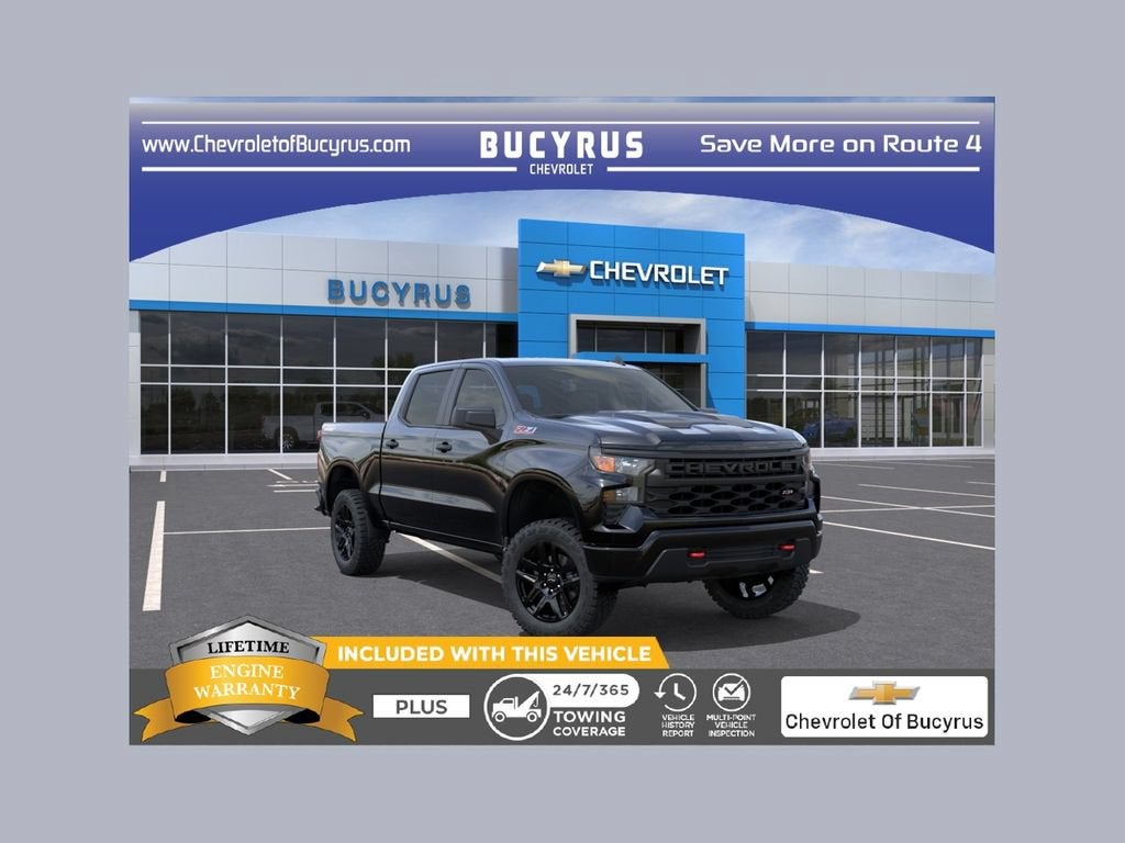 2026 Chevrolet Silverado 1500 Custom Trail Boss in Black — front three-quarter view
