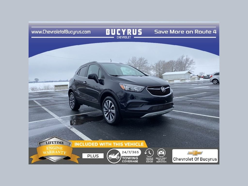 2022 Buick Encore Preferred in Dark Moon Blue Metallic — front three-quarter view